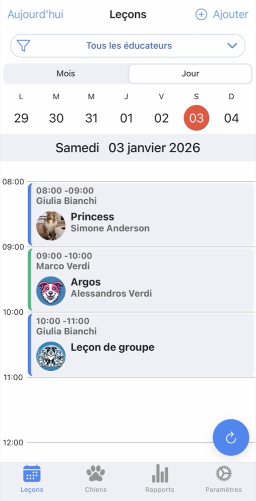 Aperçu de l'application DogTrainerPro
